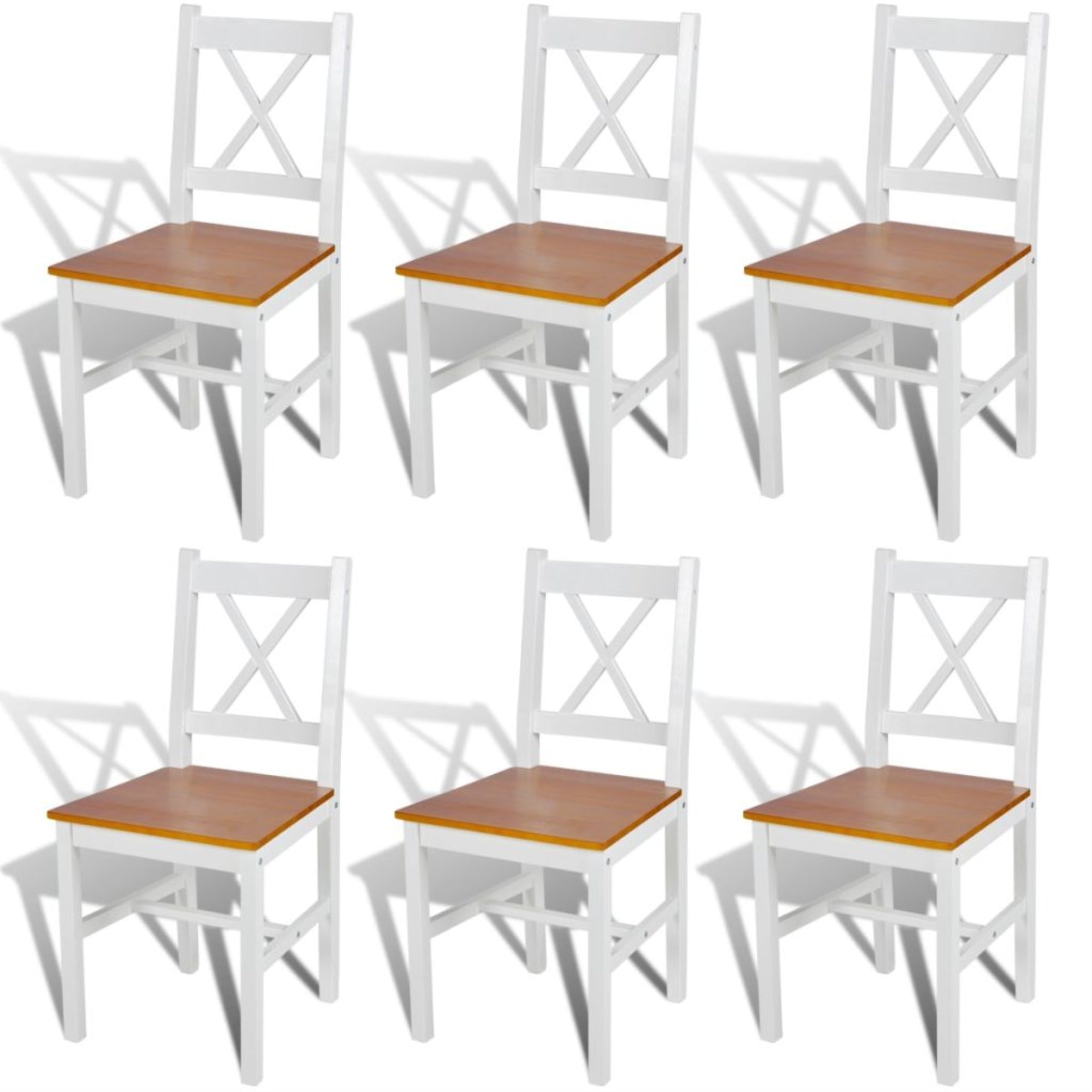 vidaXL Dining Chairs 6 pcs White Pinewood