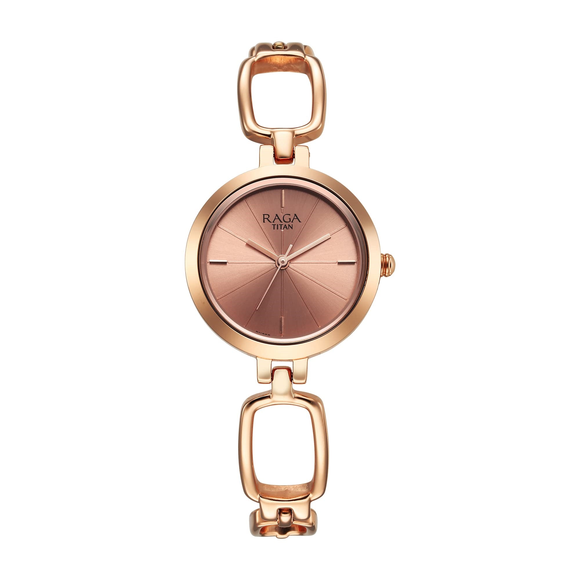 Titan Women Brass Analog Rose Gold Dial Casual Watch, Band Color-Gold