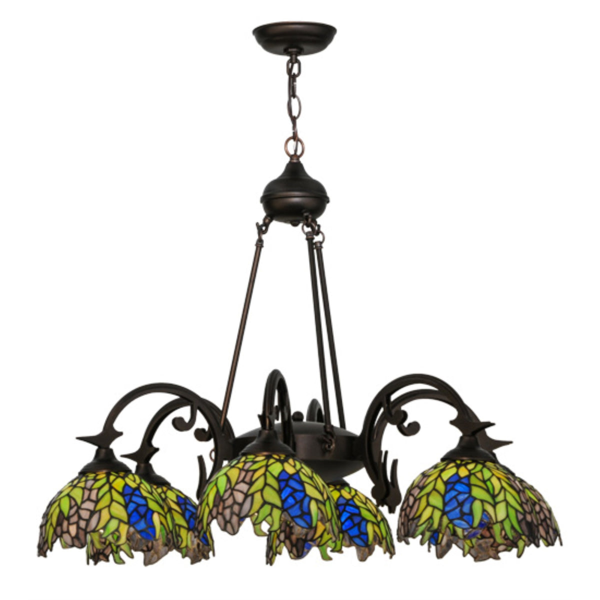32'W Tiffany Honey Locust 6 Lt Chandelier