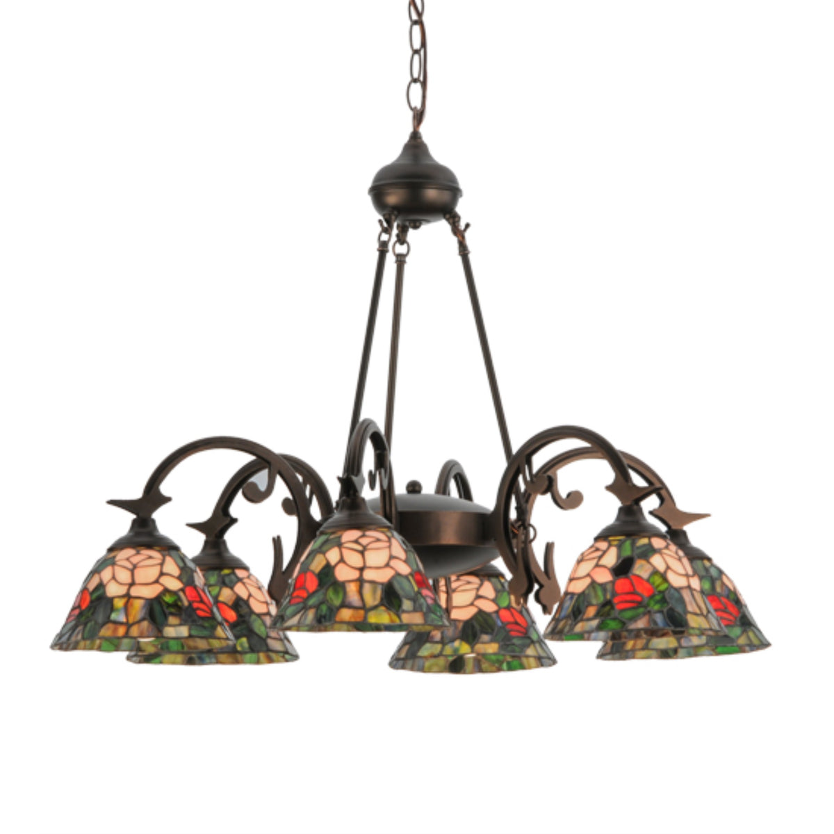 32'W Tiffany Rosebush 6 Lt Chandelier