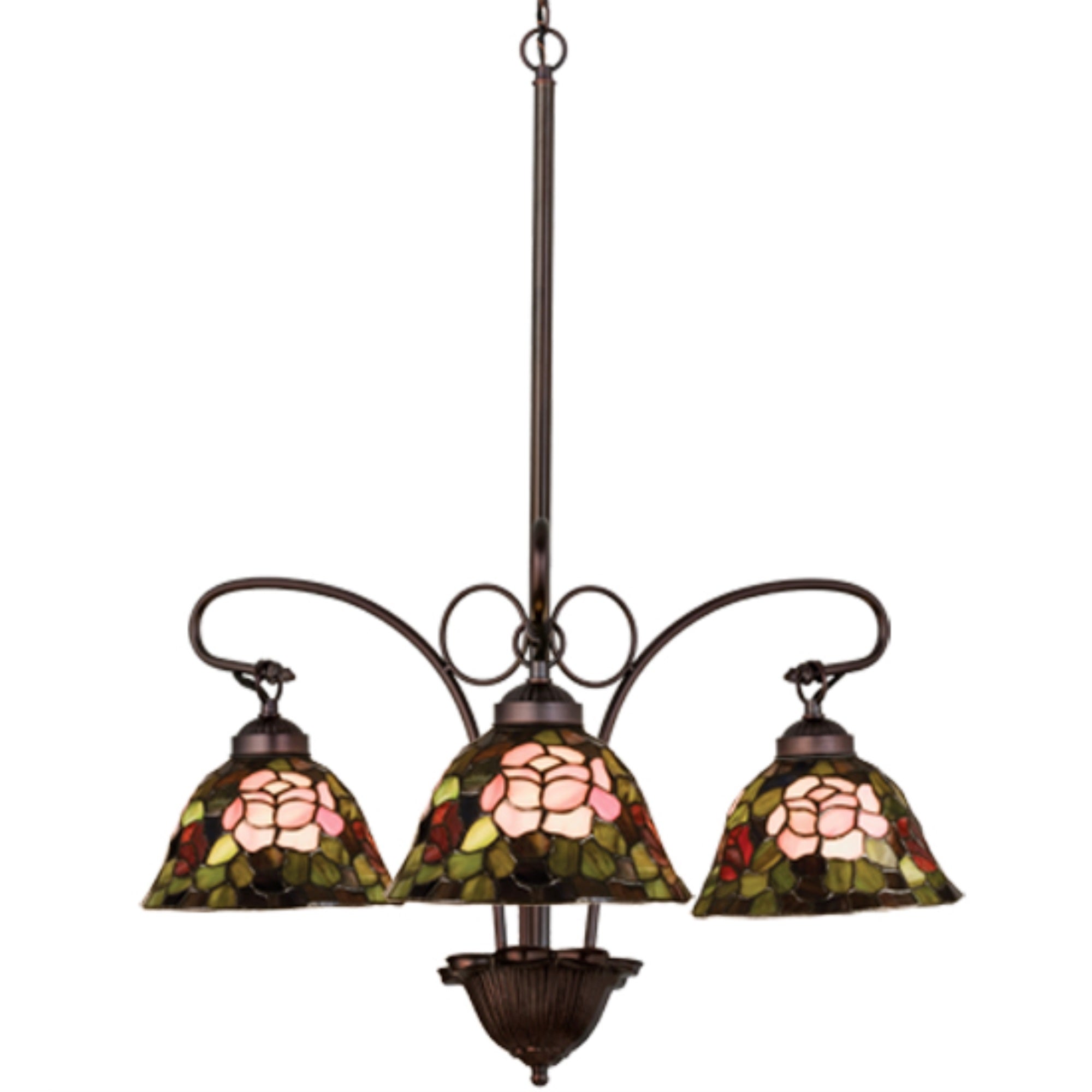 24'W Tiffany Rosebush 3 Lt Chandelier.602