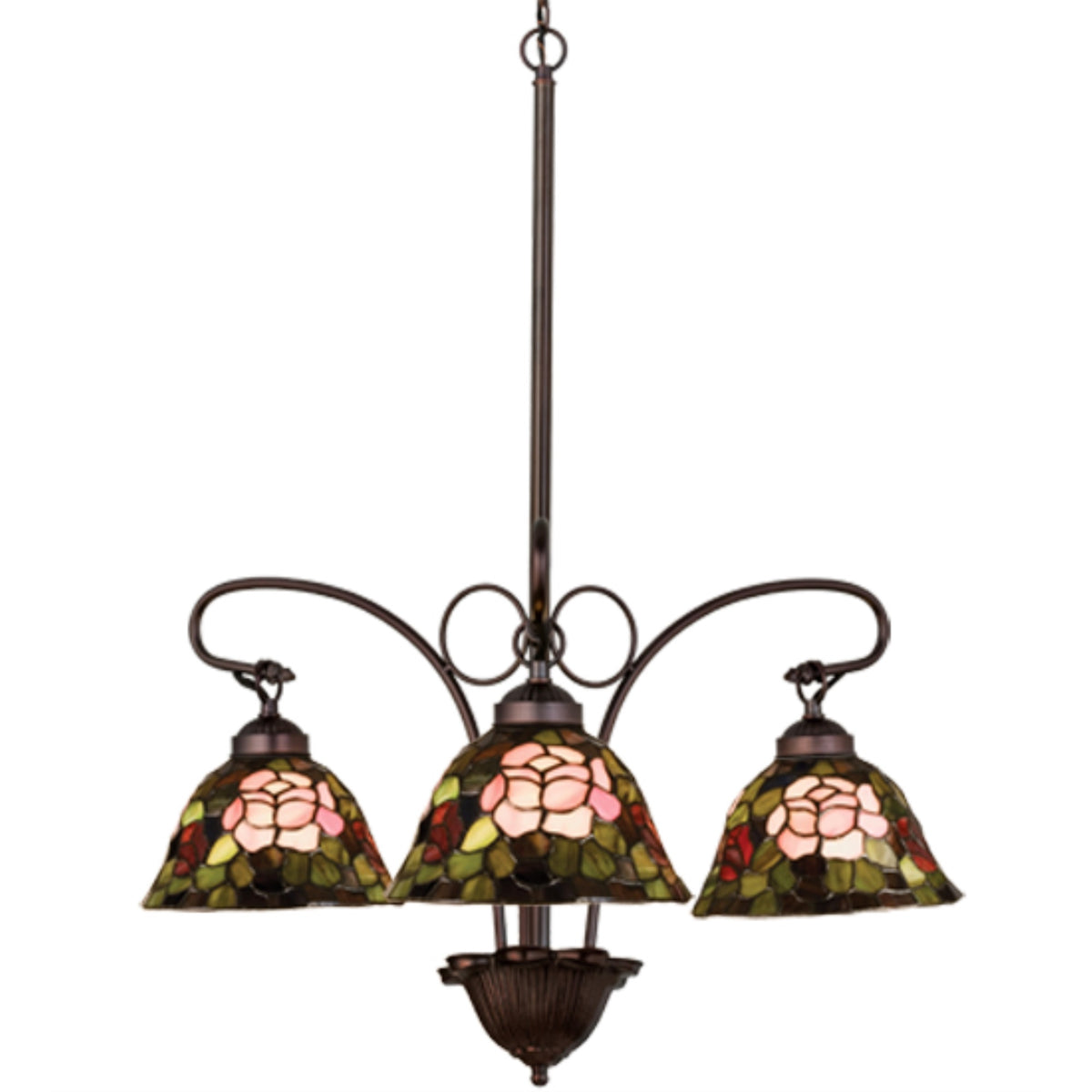 24'W Tiffany Rosebush 3 Lt Chandelier.602