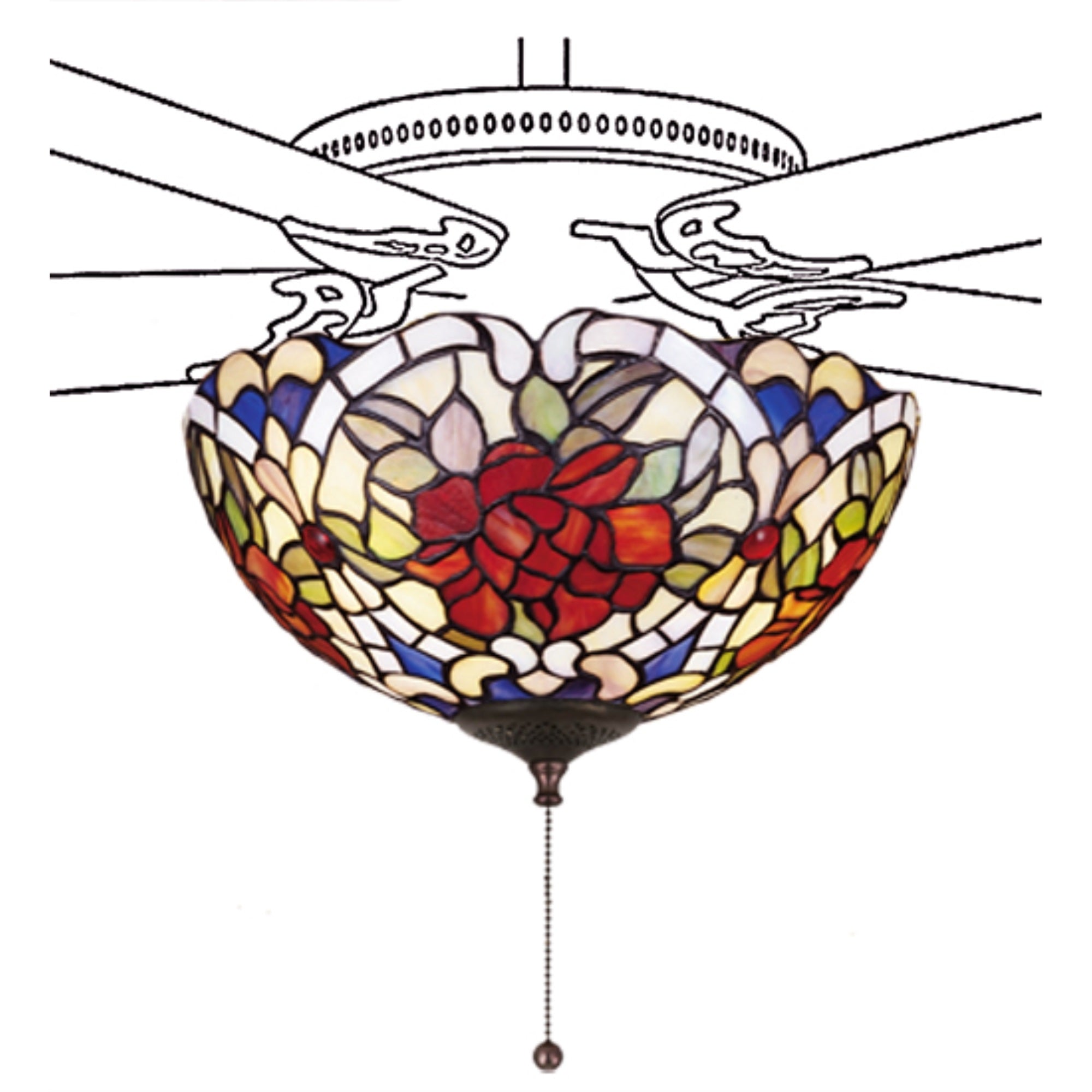 12'W Renaissance Rose Fan Light Fixture