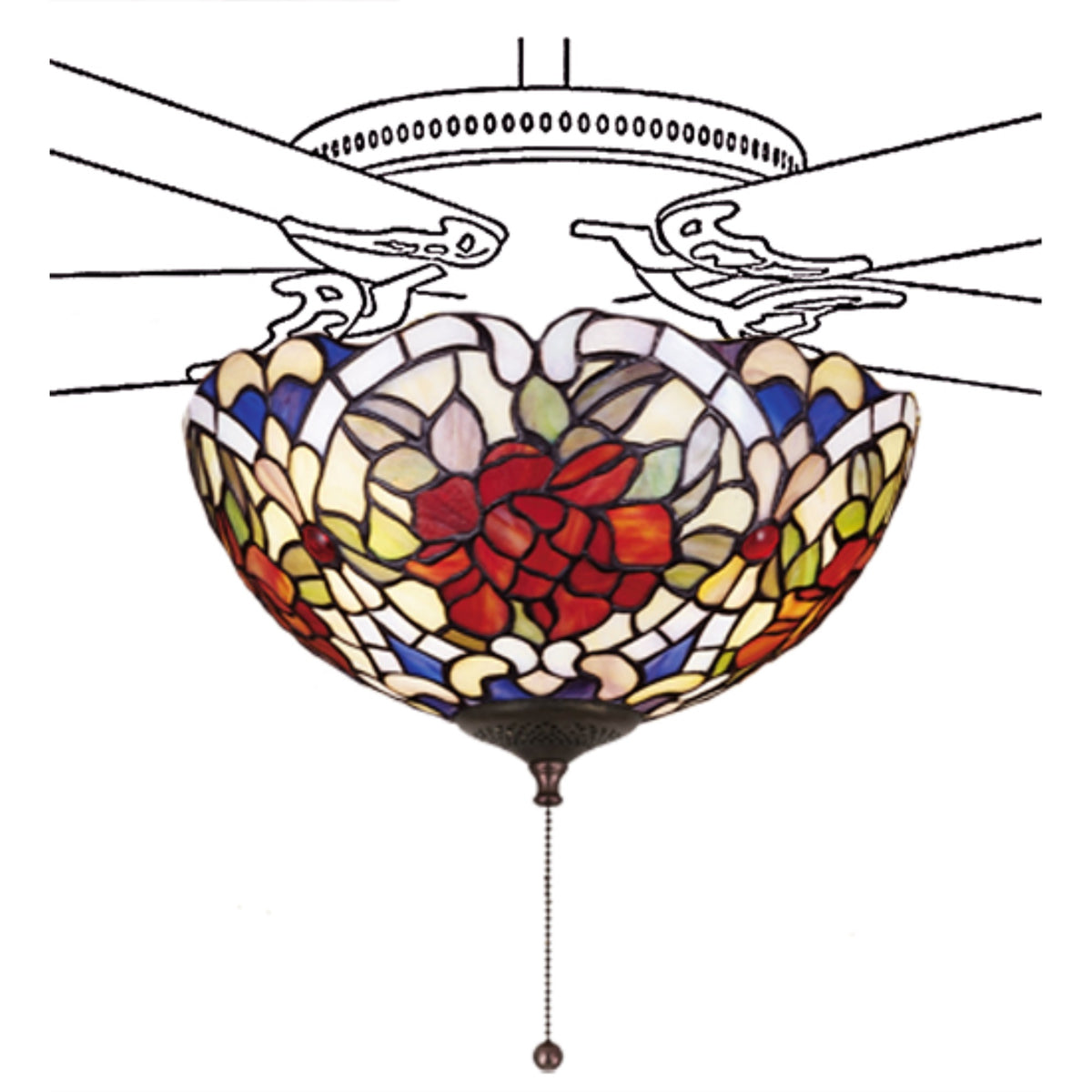 12'W Renaissance Rose Fan Light Fixture