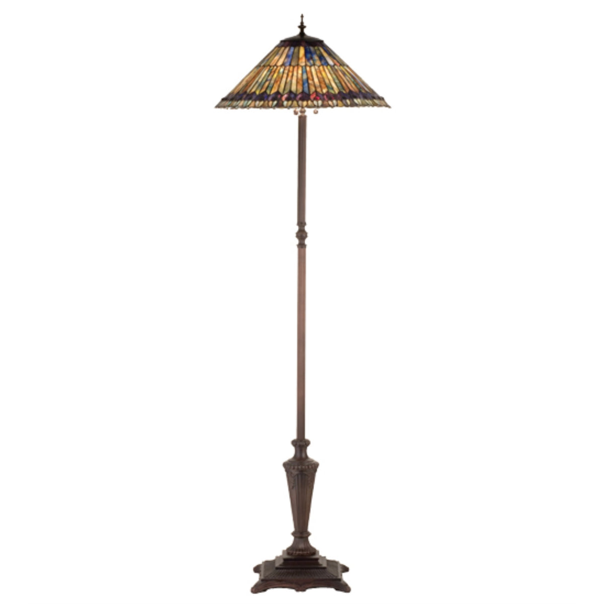 65'H Tiffany Jeweled Peacock Floor Lamp