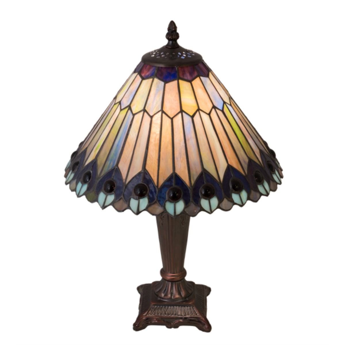17' High Tiffany Jeweled Peacock Accent Lamp