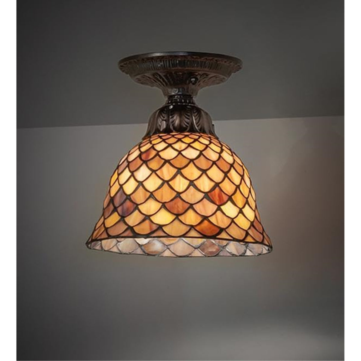 8' Wide Tiffany Fishscale Flushmount