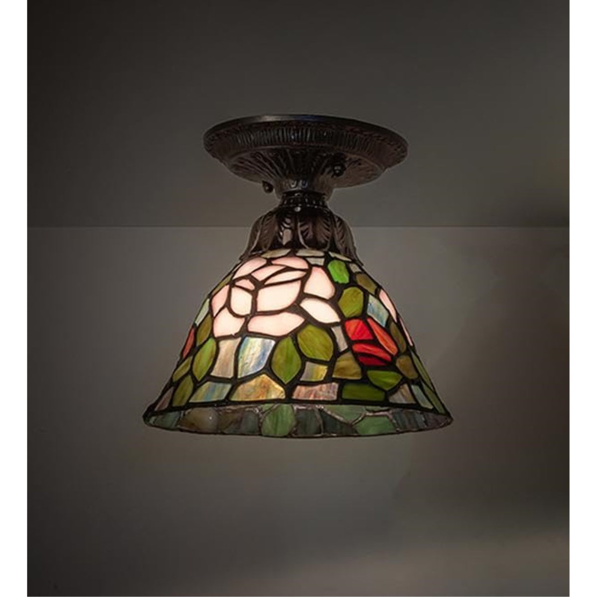 8' Wide Tiffany Rosebush Flushmount