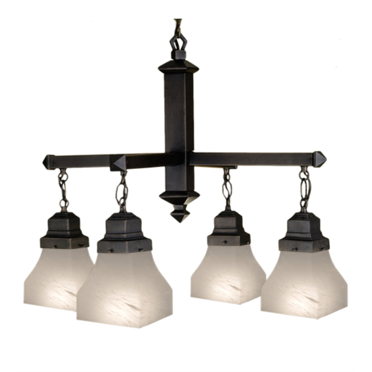 26'W Bungalow White Alabaster Swirl 4 Lt Chandelier