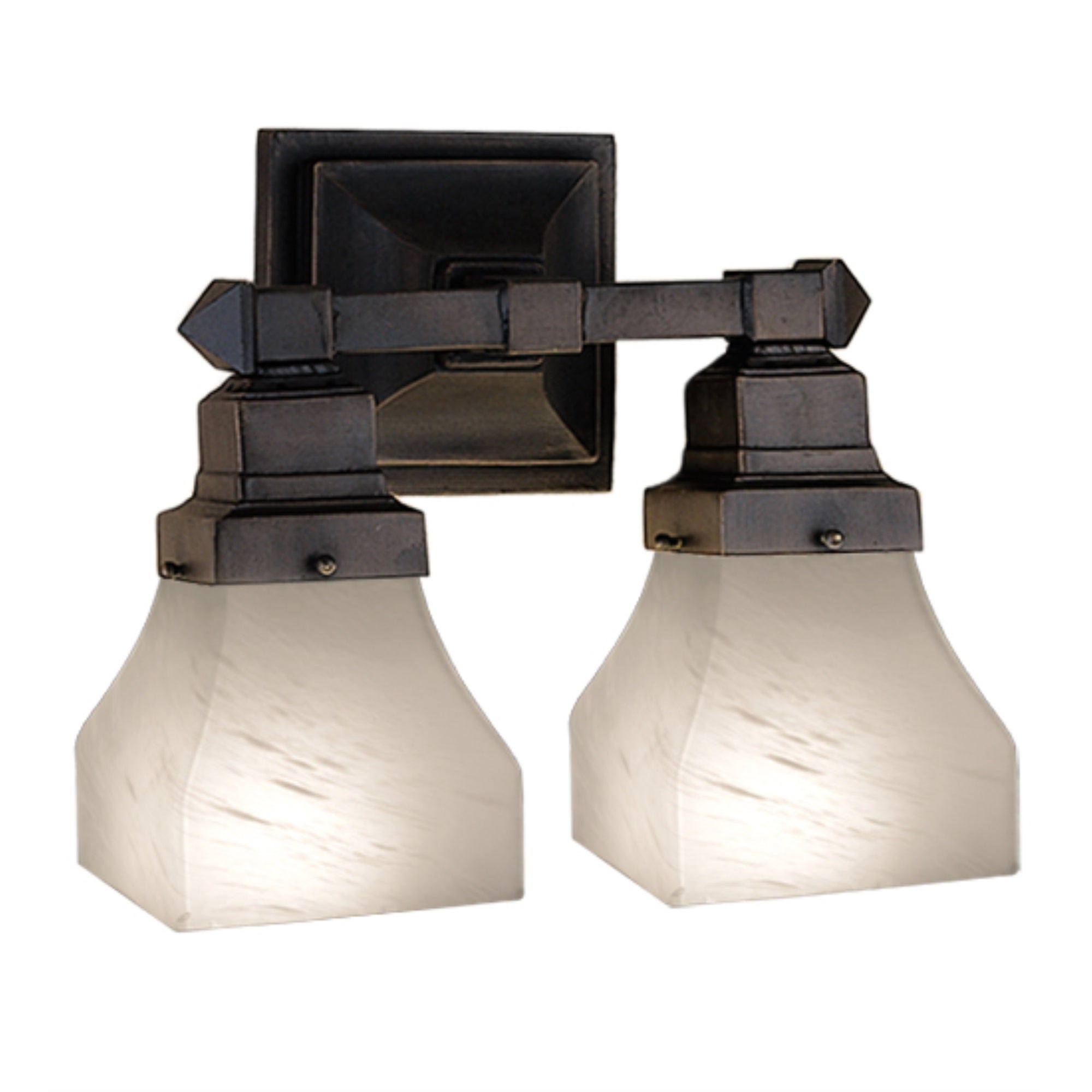 13'W Bungalow White Alabaster Swirl 2 Lt Wall Sconce