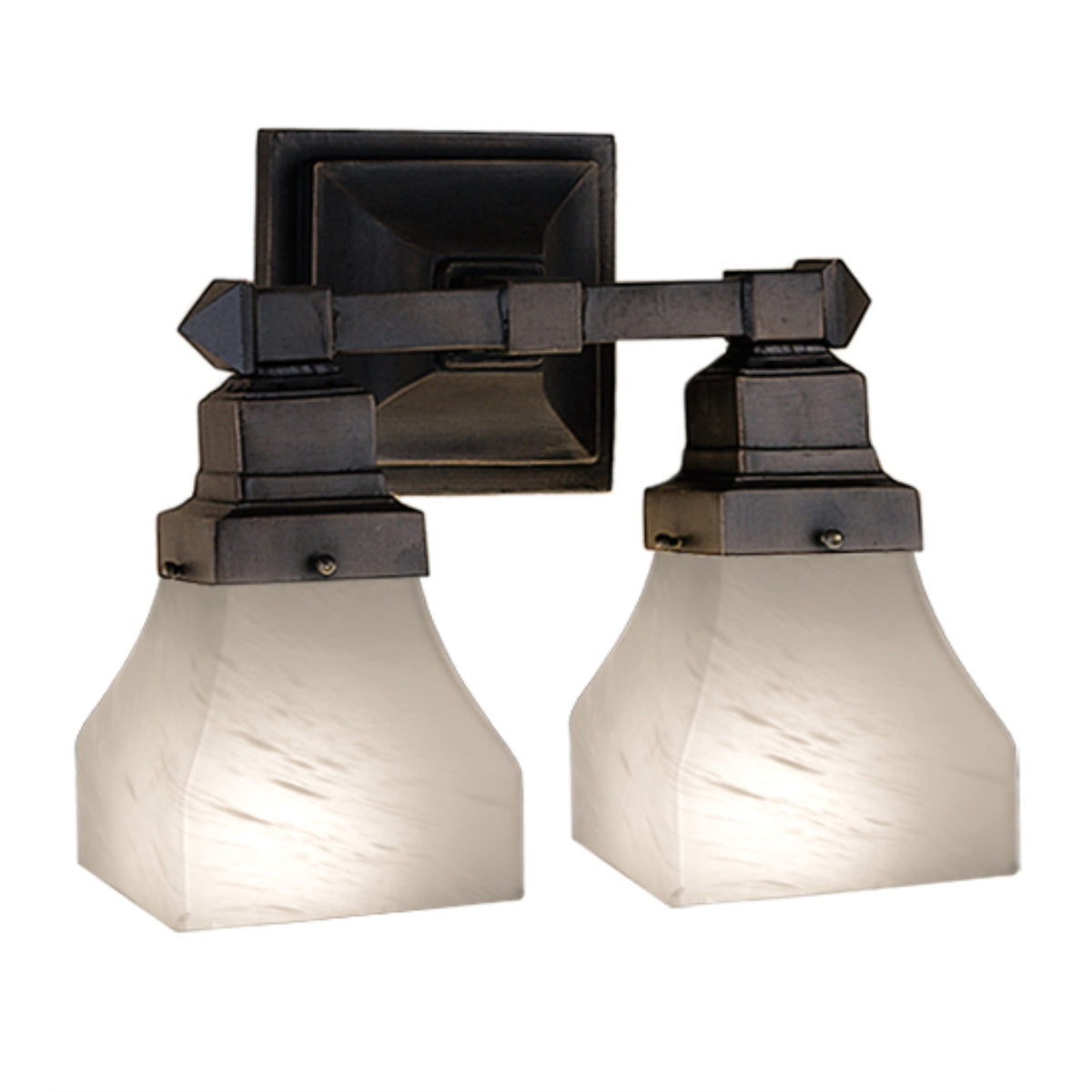 13'W Bungalow White Alabaster Swirl 2 Lt Wall Sconce