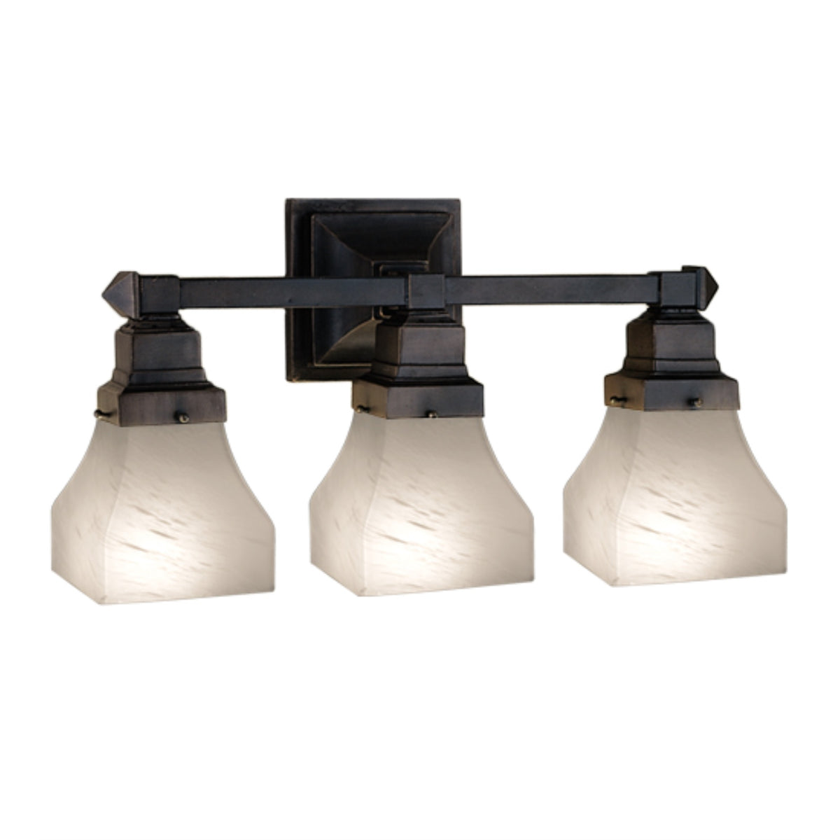 20'W Bungalow White Alabaster Swirl 3 Lt Vanity Light