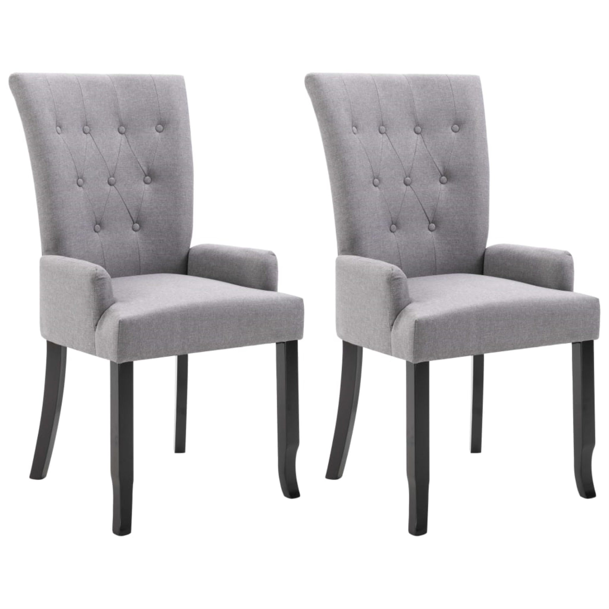 Vidaxl Dining Chairs With Armrests 2 Pcs Light Gray Fabric
