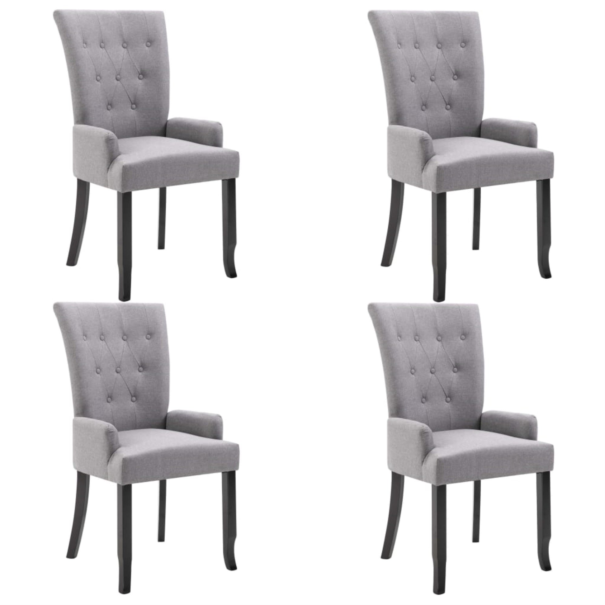 Vidaxl Dining Chairs With Armrests 4 Pcs Light Gray Fabric