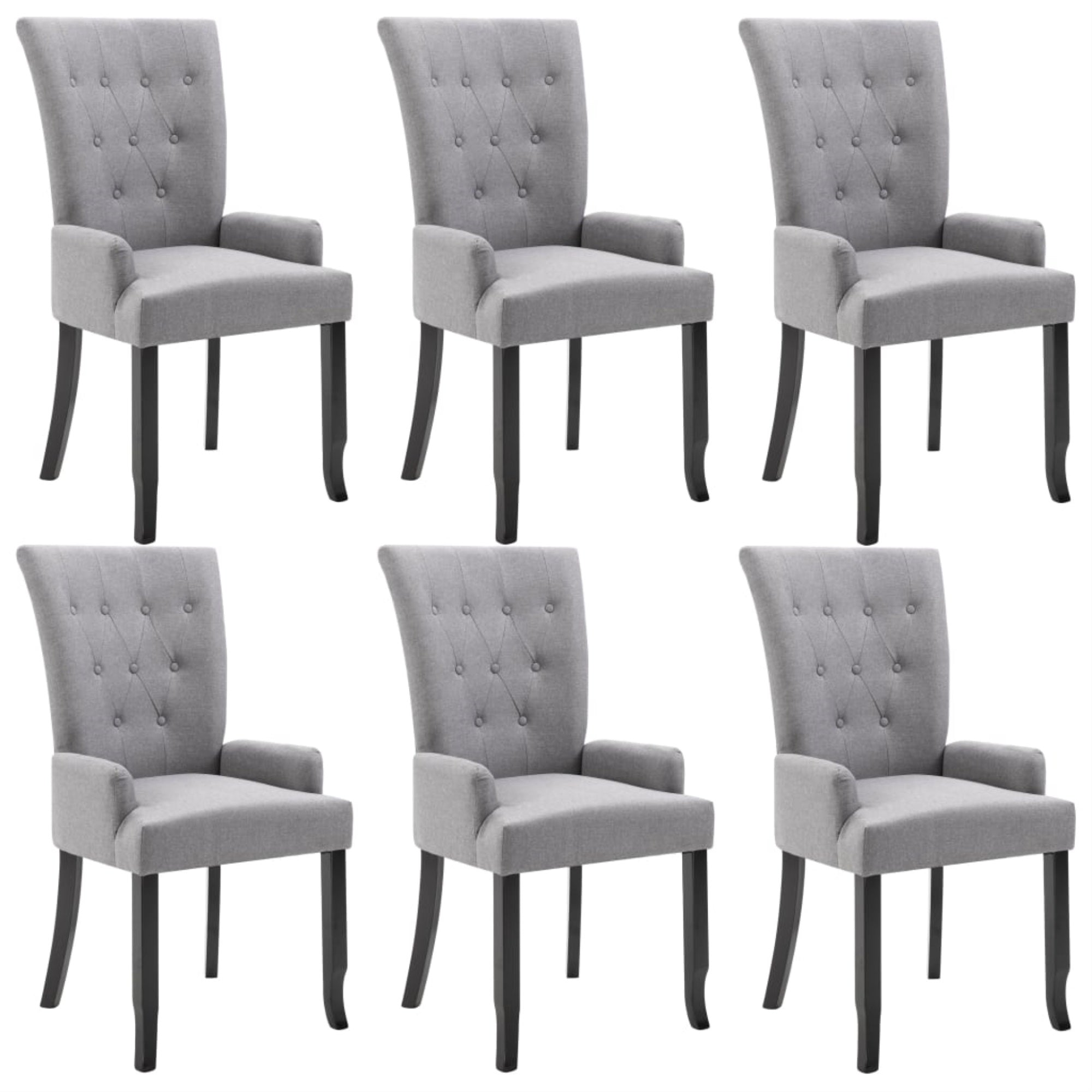 Vidaxl Dining Chairs With Armrests 6 Pcs Light Gray Fabric