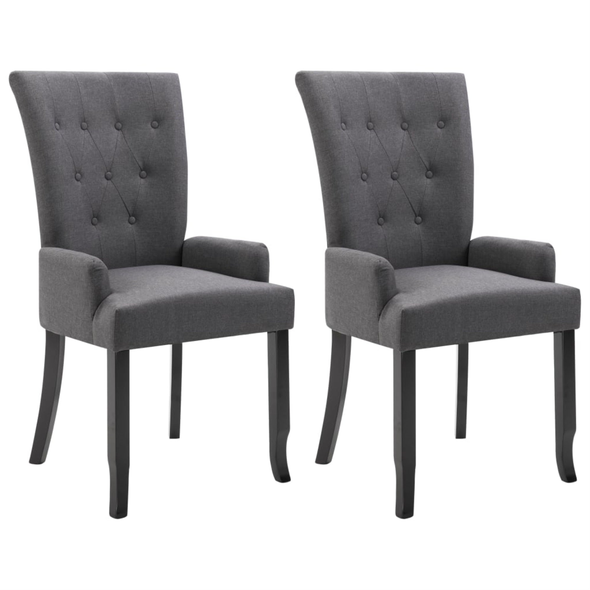 Vidaxl Dining Chairs With Armrests 2 Pcs Dark Gray Fabric