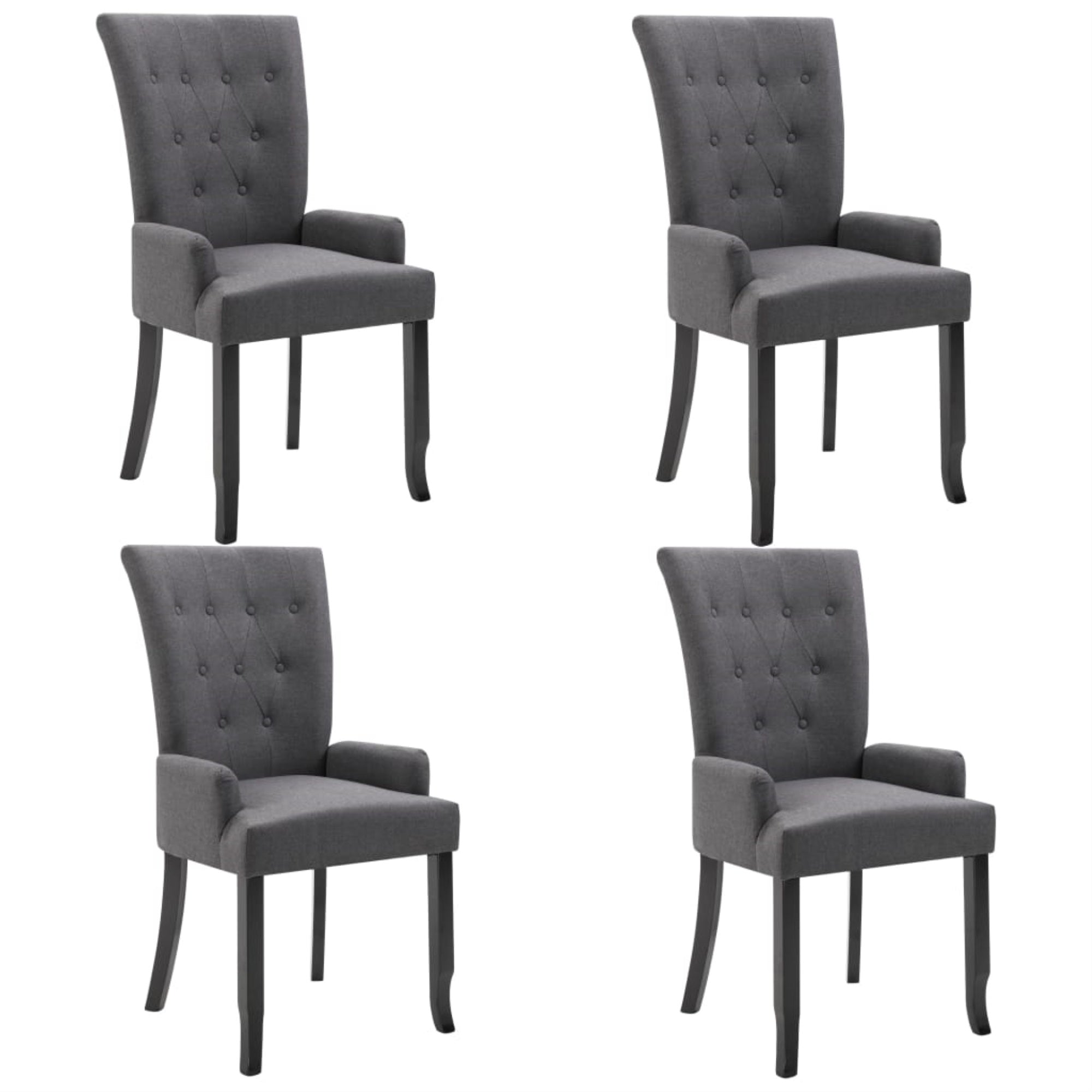 Vidaxl Dining Chairs With Armrests 4 Pcs Dark Gray Fabric