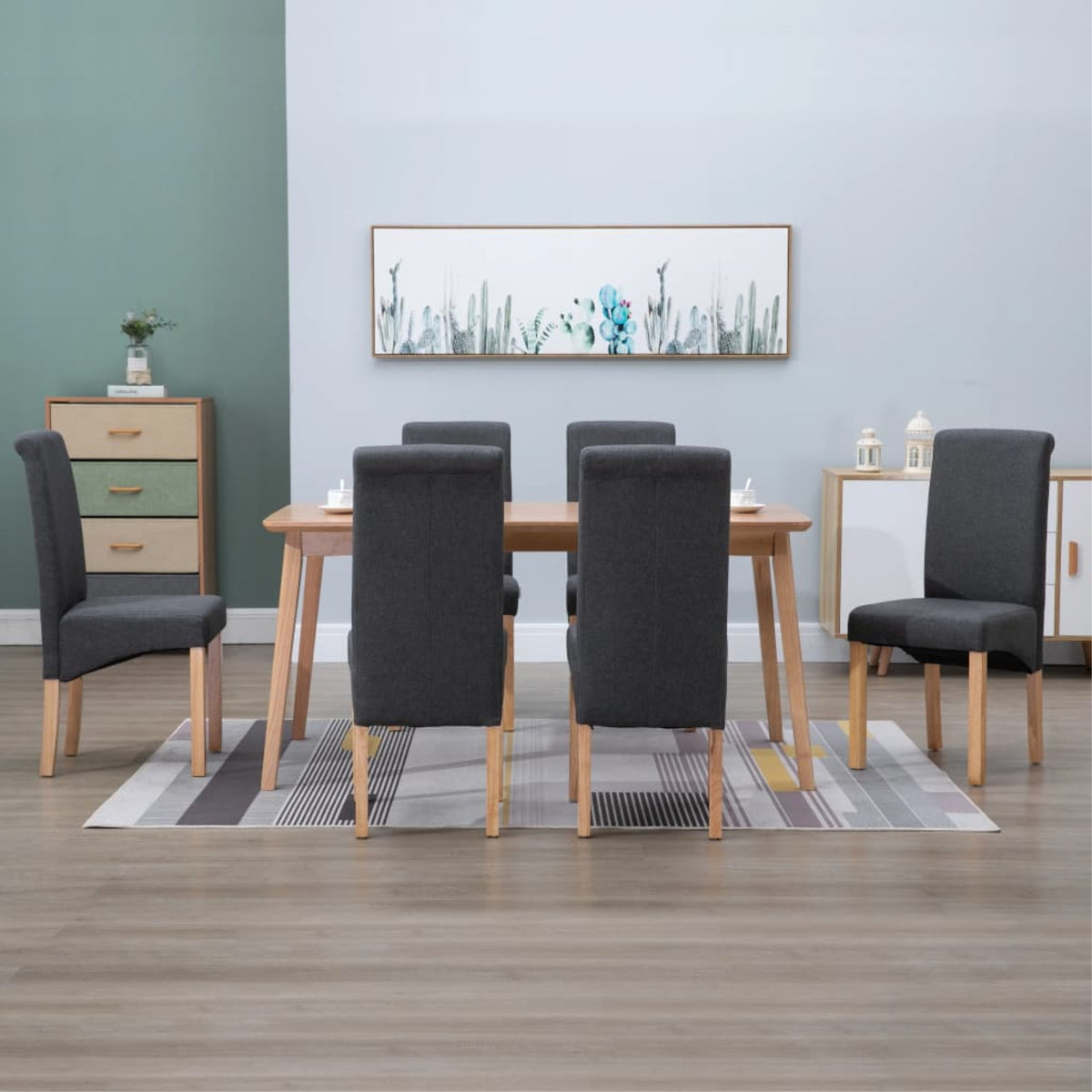 Vidaxl Dining Chairs 6 Pcs Gray Fabric