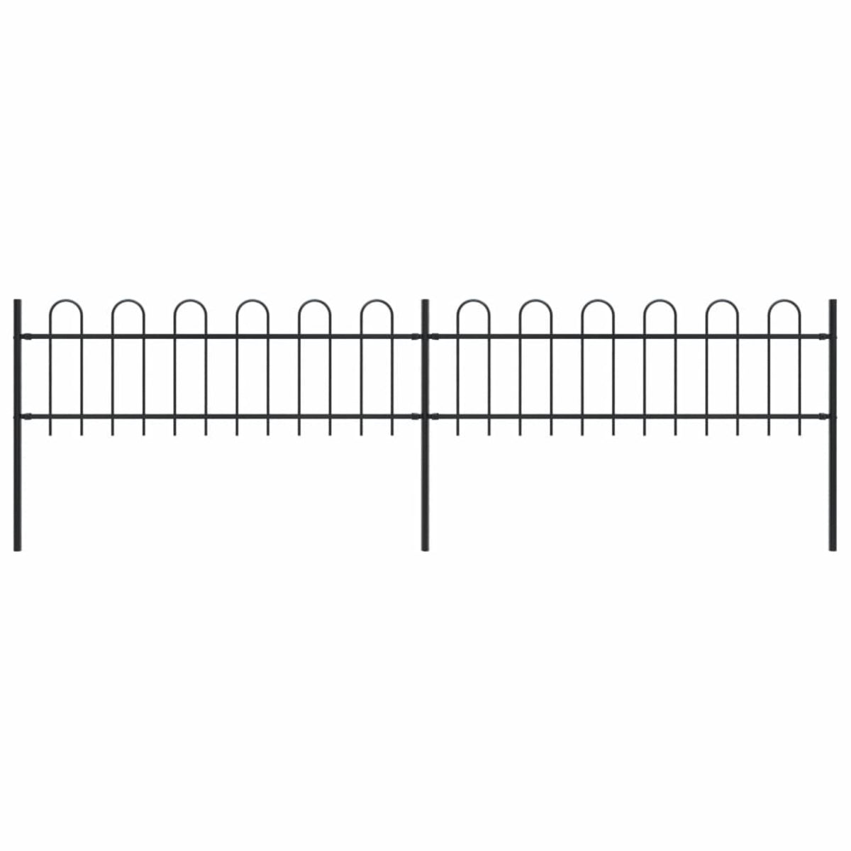 Vidaxl Garden Fence With Hoop Top Steel 11.2Ft Black