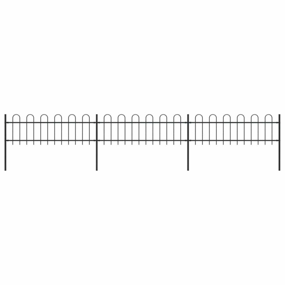 Vidaxl Garden Fence With Hoop Top Steel 16.7Ft Black