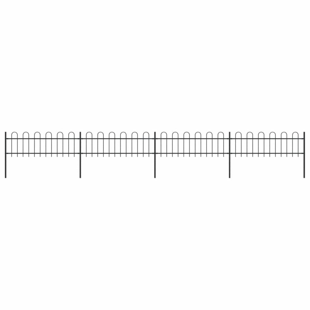 Vidaxl Garden Fence With Hoop Top Steel 22.3Ft Black