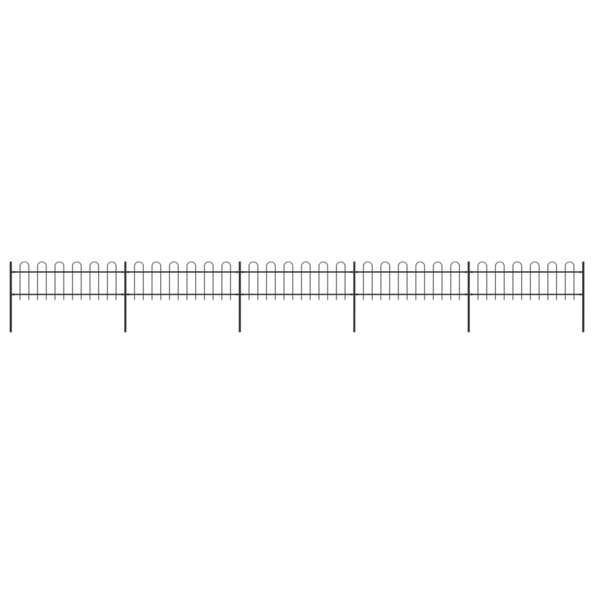 Vidaxl Garden Fence With Hoop Top Steel 27.9Ft Black