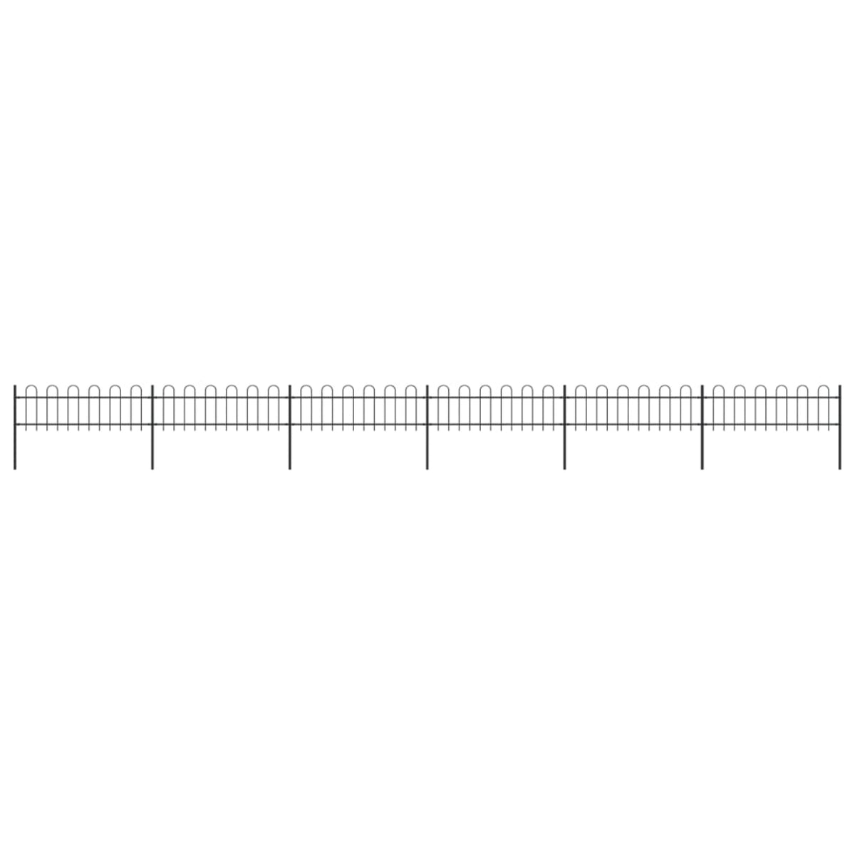Vidaxl Garden Fence With Hoop Top Steel 33.5Ft Black