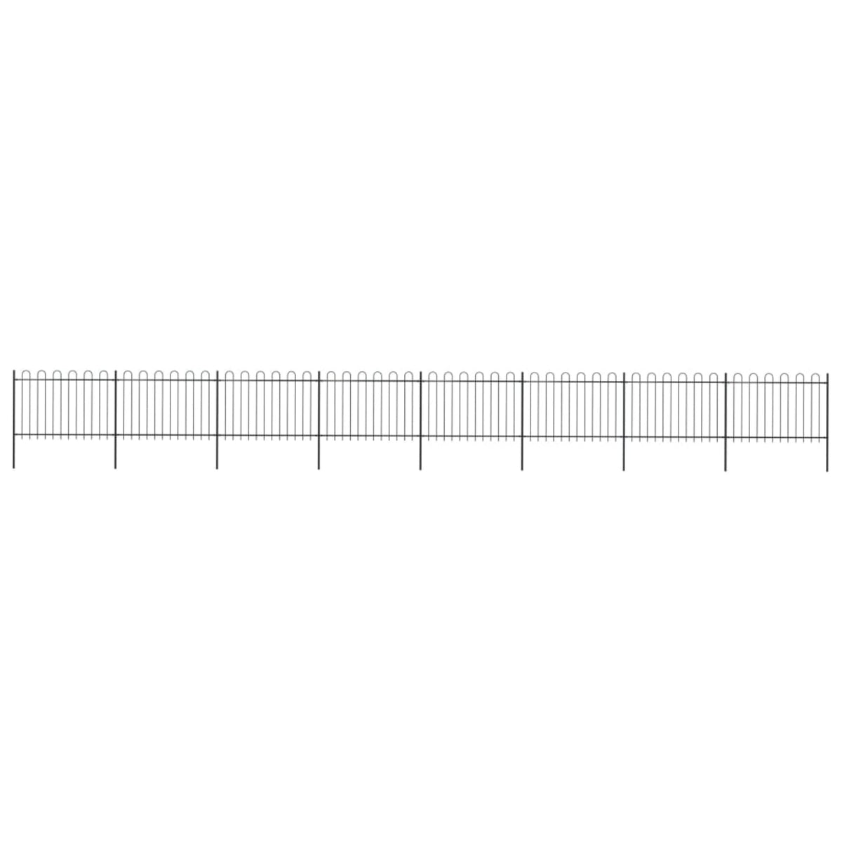 Vidaxl Garden Fence With Hoop Top Steel 44.6Ft Black