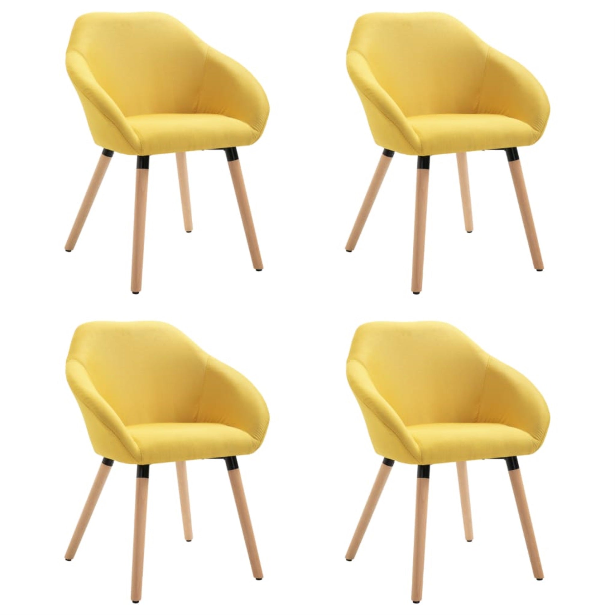 Vidaxl Dining Chairs 4 Pcs Yellow Fabric