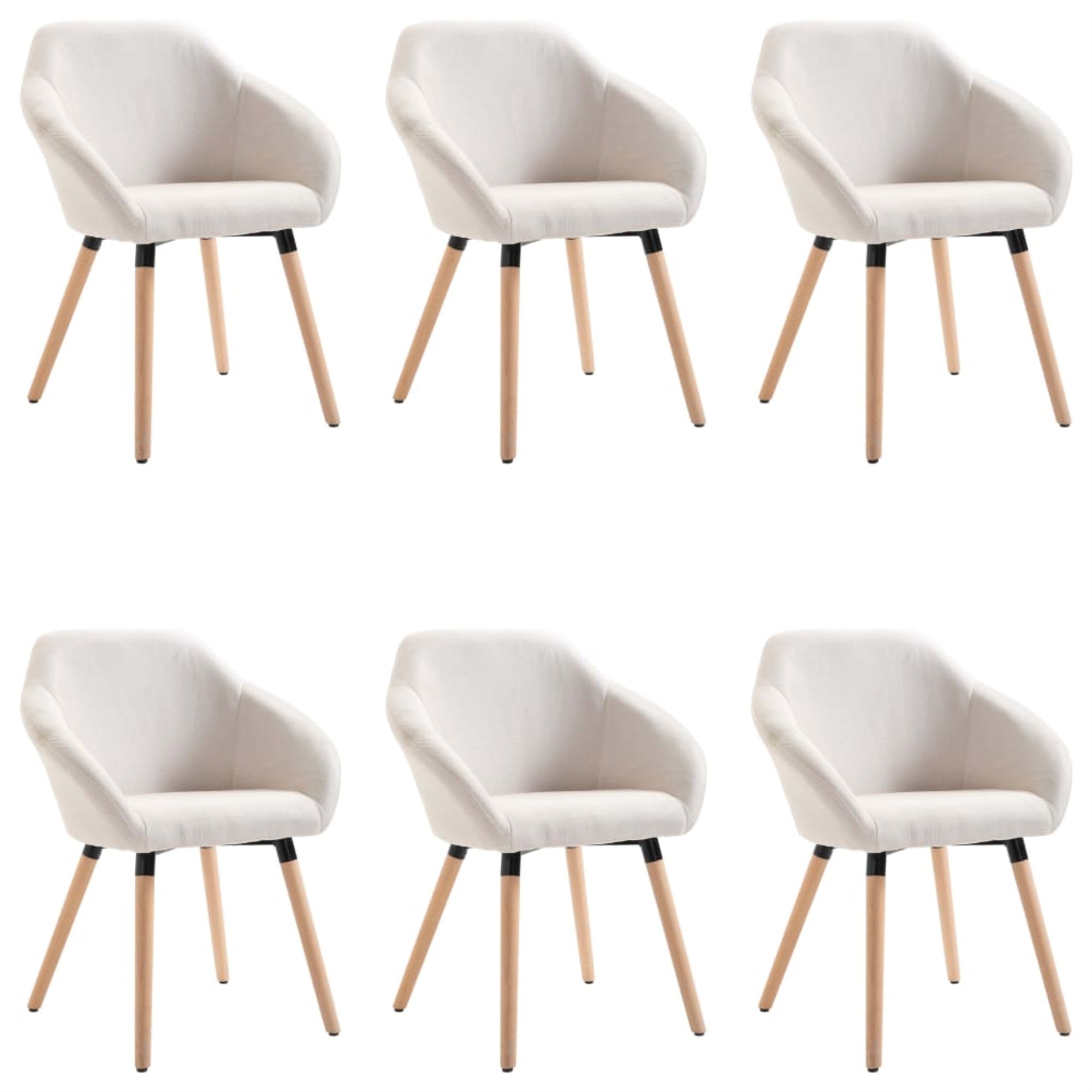 Vidaxl Dining Chairs 6 Pcs Cream Fabric