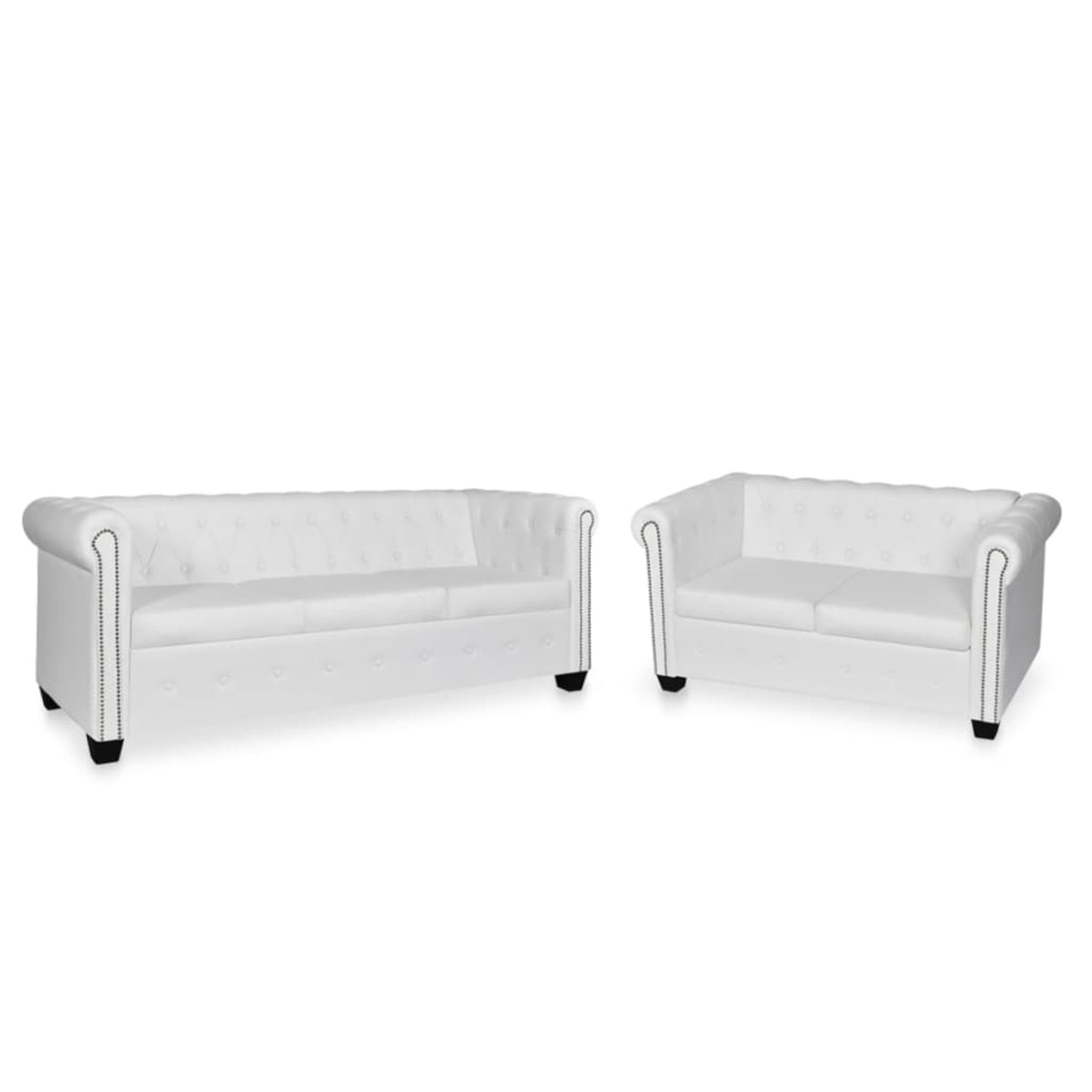 Vidaxl Chesterfield Sofa Set 2-Seater And 3-Seater White Faux Leather