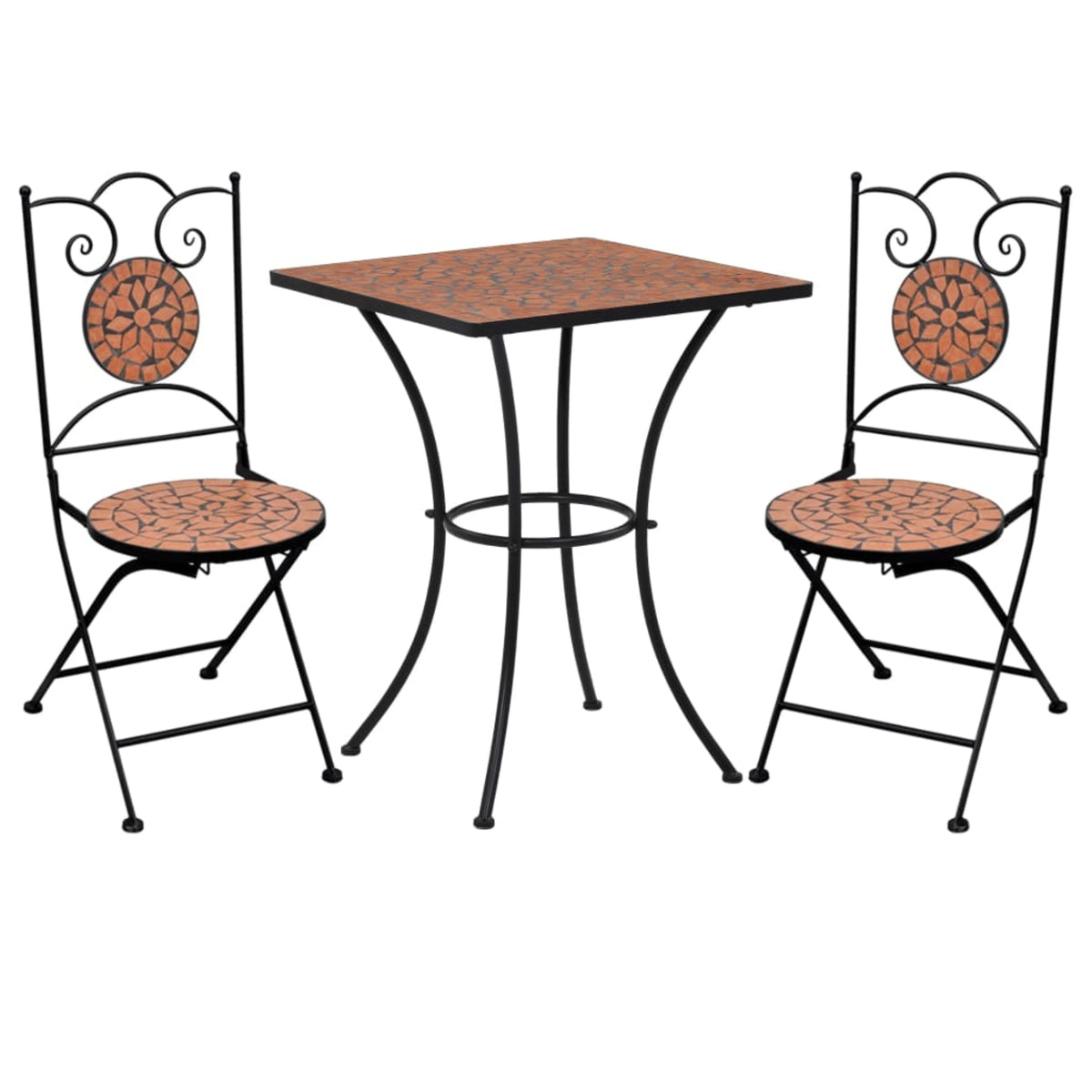 Vidaxl 3 Piece Mosaic Bistro Set Ceramic Tile Terracotta