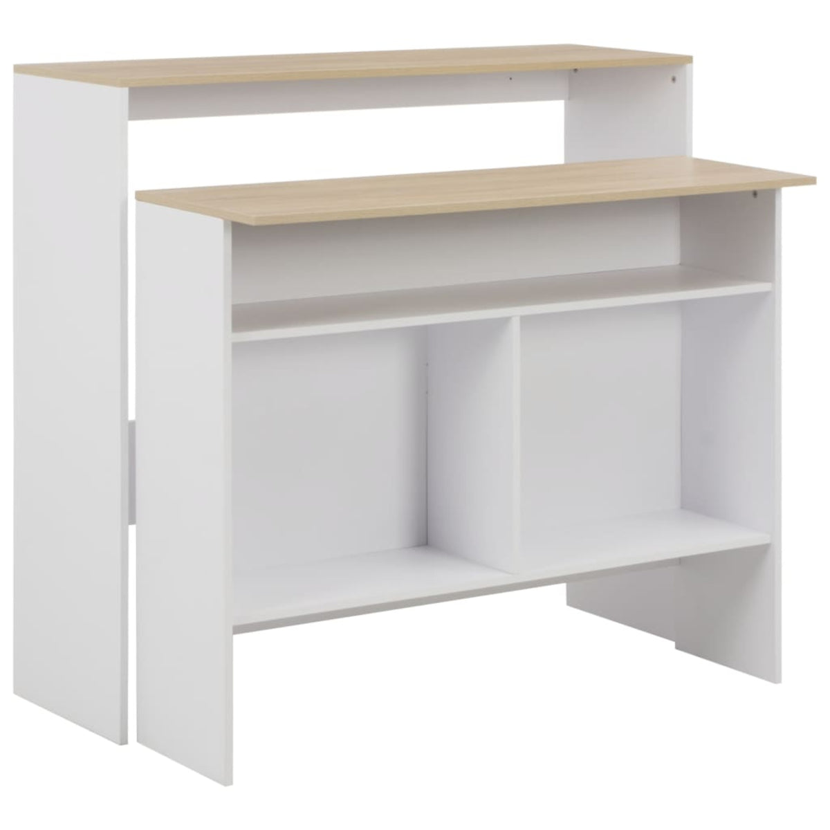 Vidaxl Bar Table With 2 Table Tops White And Oak 51.18'X15.75'X47.24'