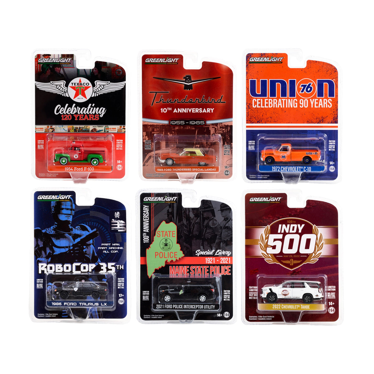 Anniversary Collection Set Of 6 Pieces Series 15 1/64 Diecast Model Cars By Greenlight