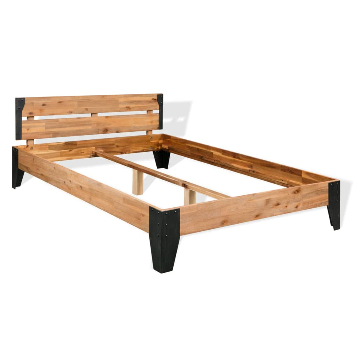Vidaxl Bed Frame Solid Acacia Wood Steel 76'X79.9'