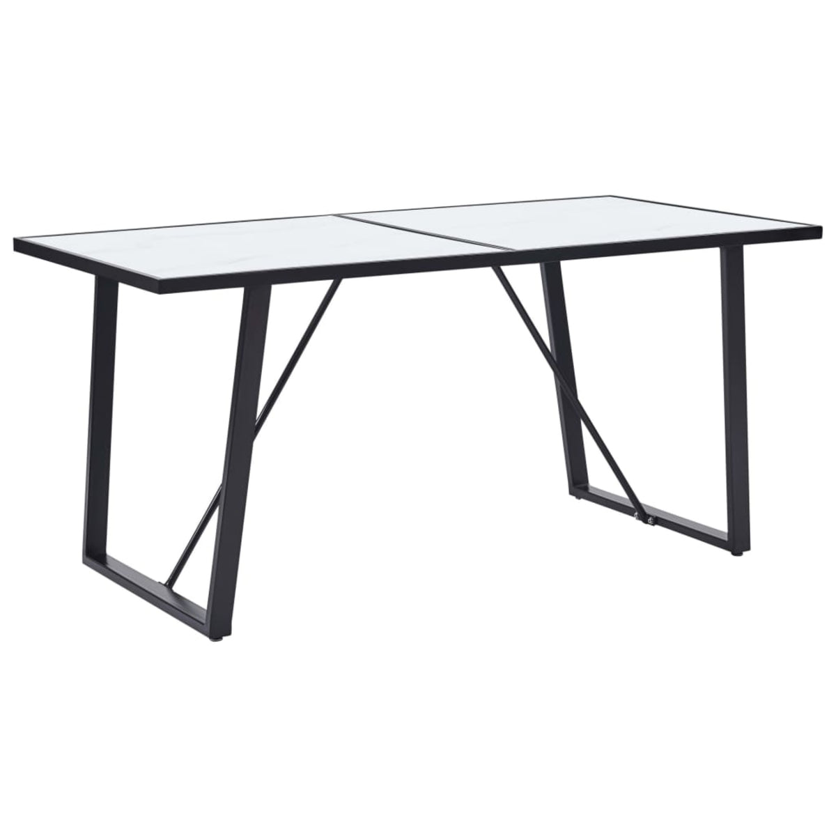Vidaxl Dining Table White 63'X31.5'X29.5' Tempered Glass