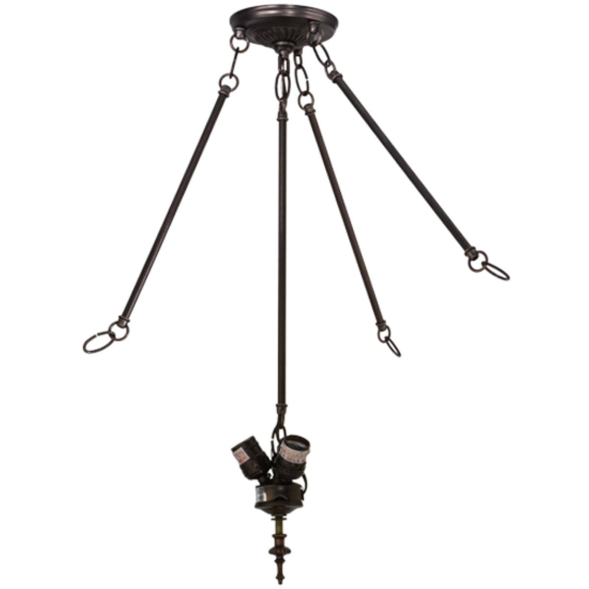 26'H Mahogany Bronze 3 Lt Inverted Pendant Hardware