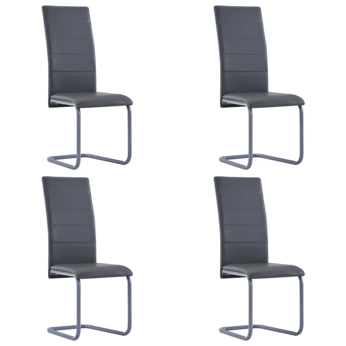 282094 Vidaxl Cantilever Dining Chairs 4 Pcs Gray Faux Leather