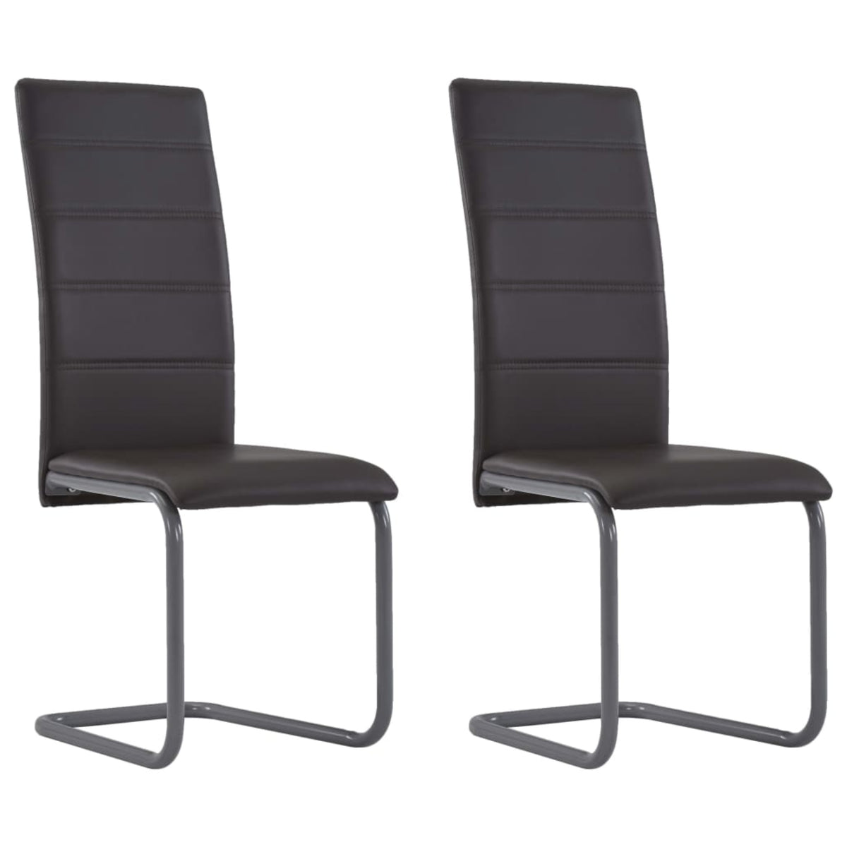 282095 Vidaxl Cantilever Dining Chairs 2 Pcs Brown Faux Leather