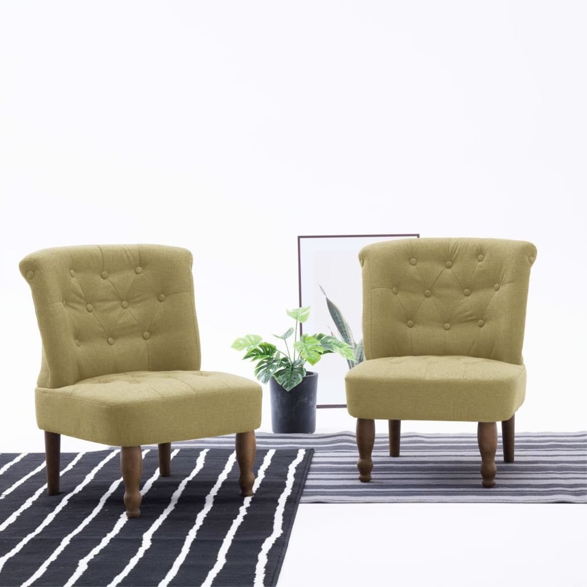 Vidaxl French Chairs 2 Pcs Green Fabric