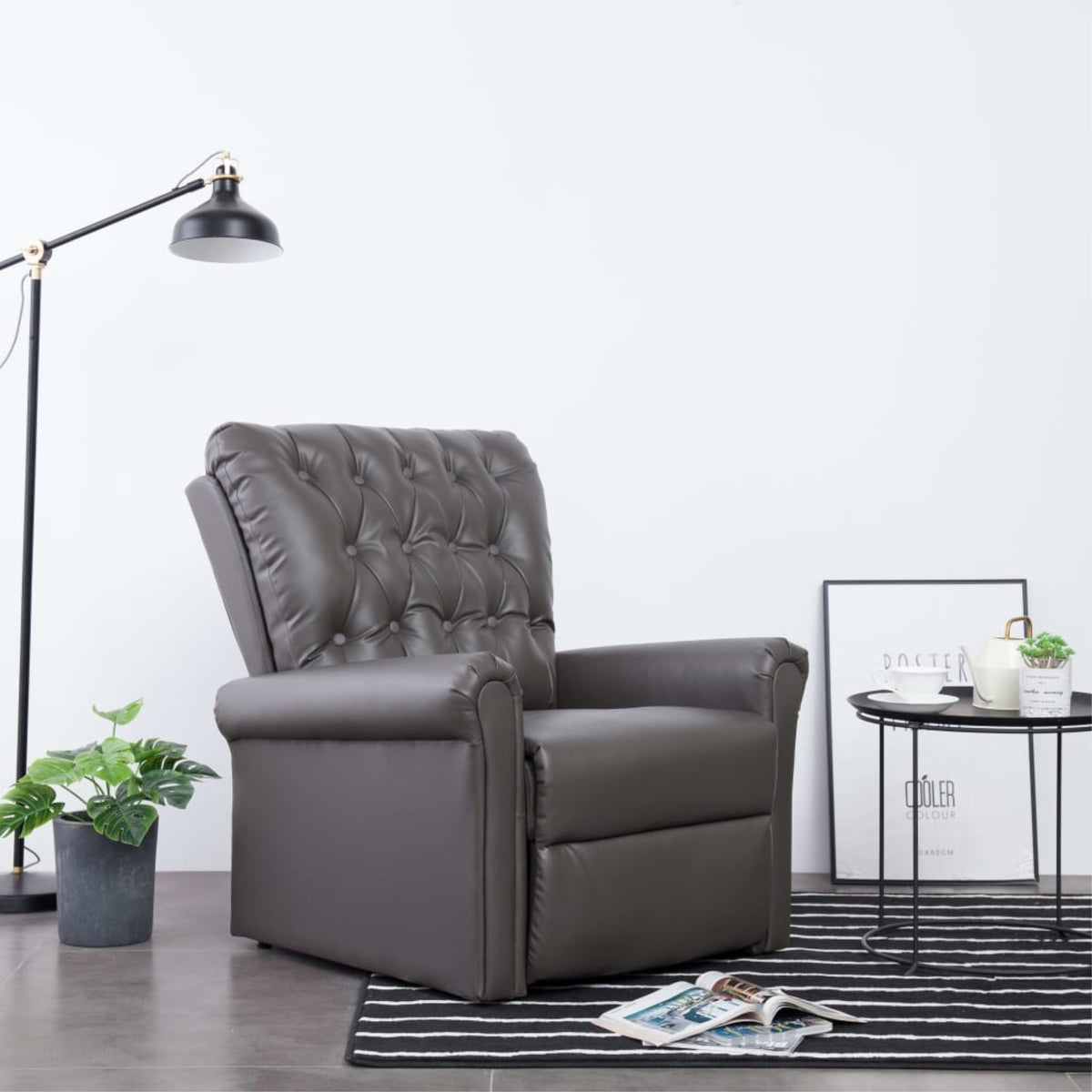 Vidaxl Reclining Chair Gray Faux Leather