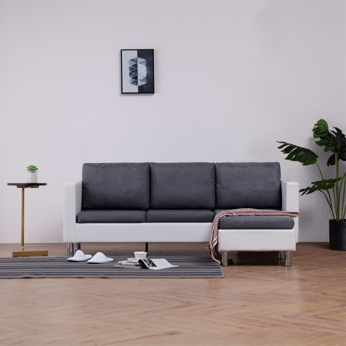 Vidaxl 3-Seater Sofa With Cushions White Faux Leather
