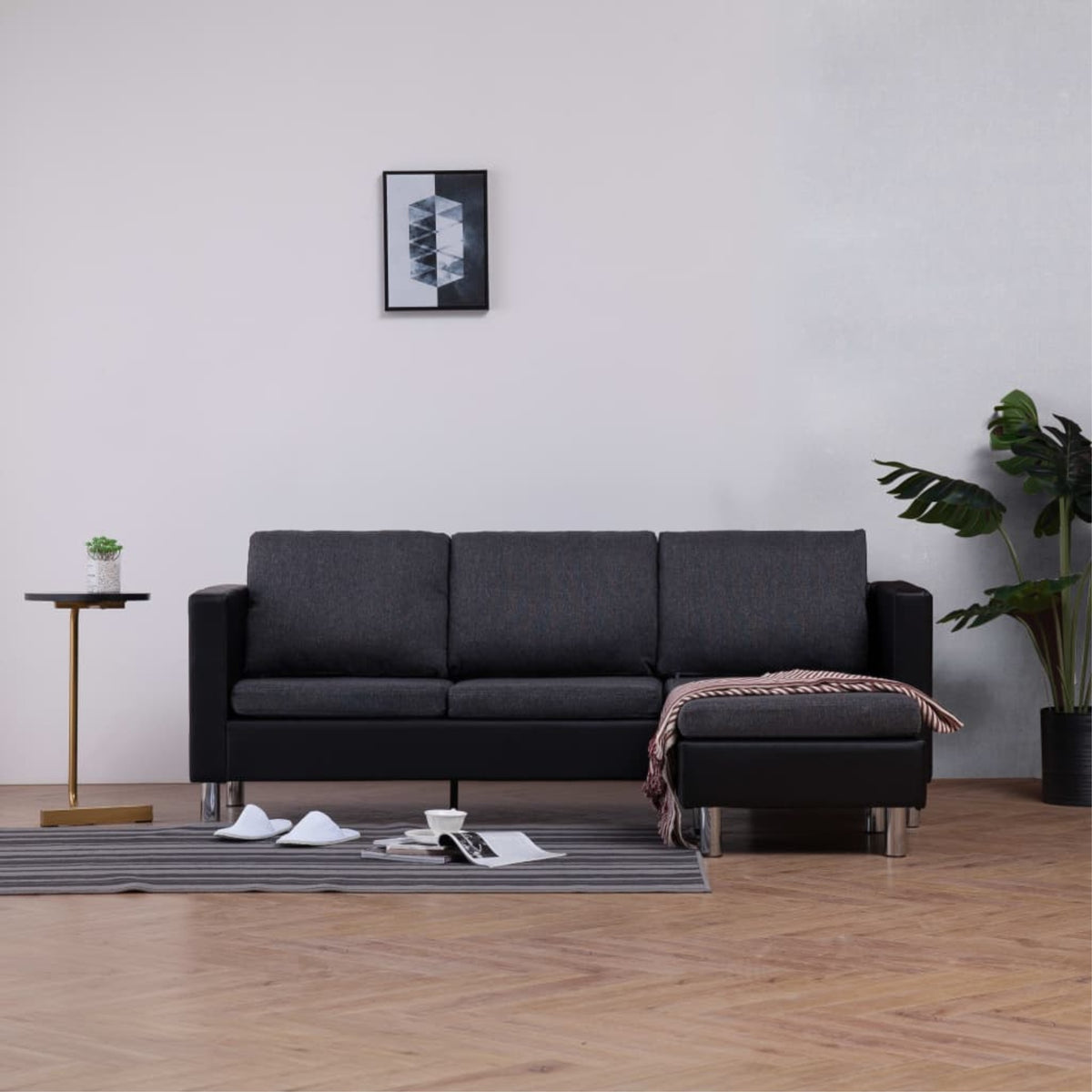 Vidaxl 3-Seater Sofa With Cushions Black Faux Leather