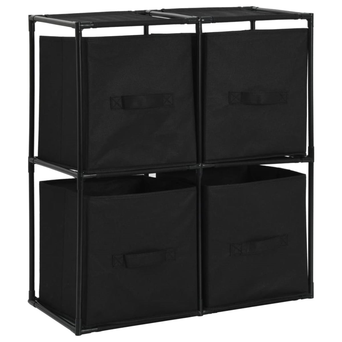 Vidaxl Storage Cabinet With 4 Fabric Baskets Black 24.8'X11.8'X28' Steel