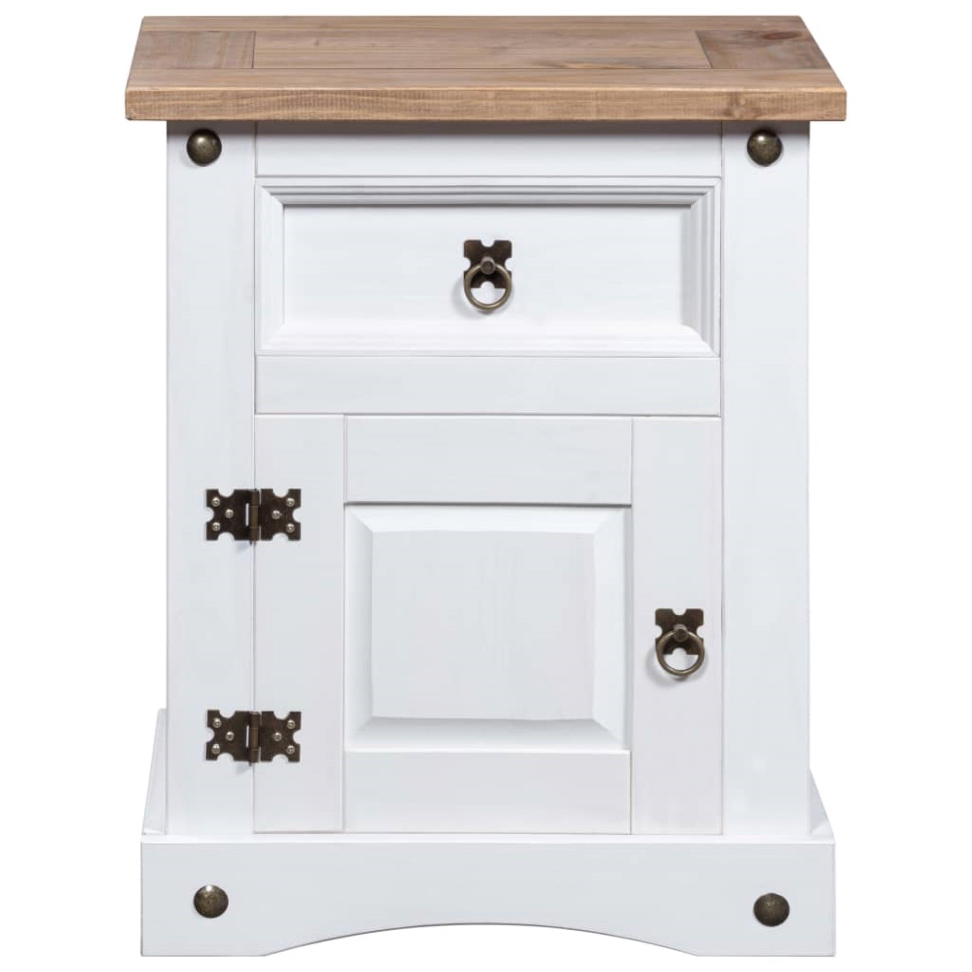 Vidaxl Bedside Cabinet Mexican Pine Corona Range White 20.9'X15.4'X26.4'