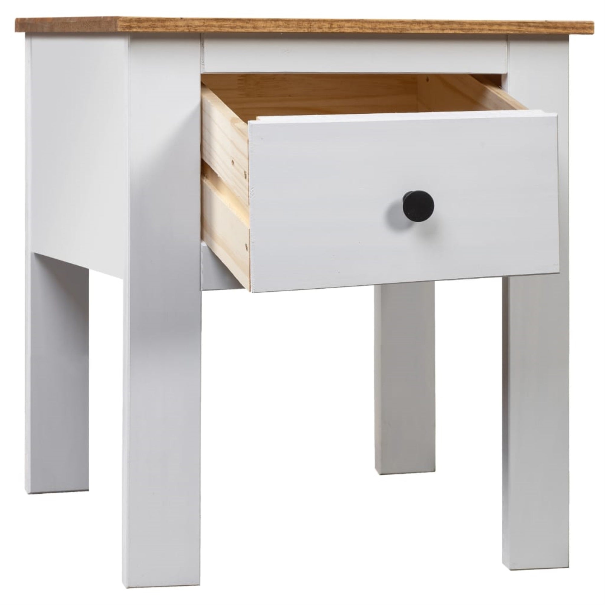 Vidaxl Bedside Cabinet White 18.1'X15.7'X22.4' Pine Panama Range