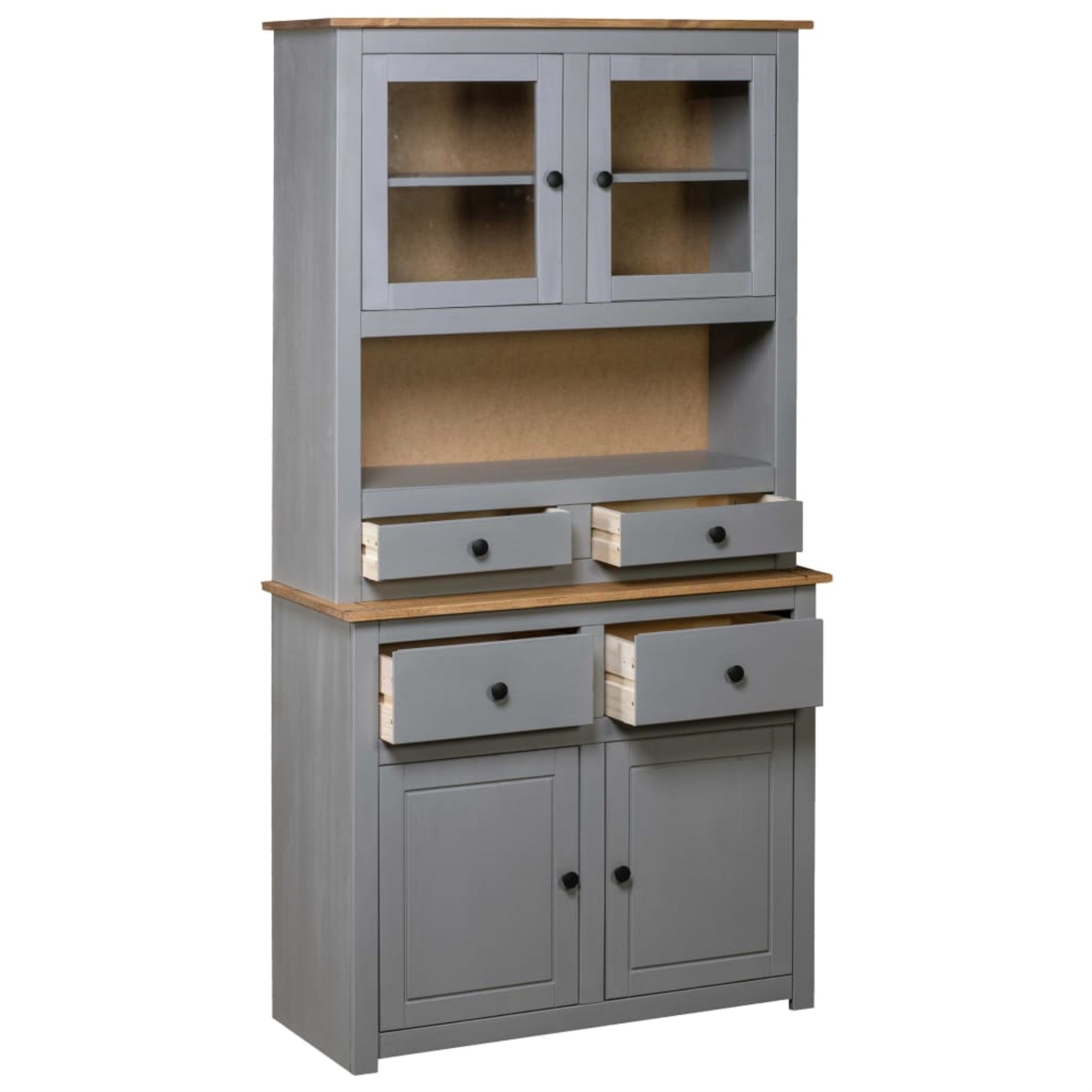 Vidaxl Highboard Gray 36.6'X15.9'X70.9' Solid Pine Panama Range