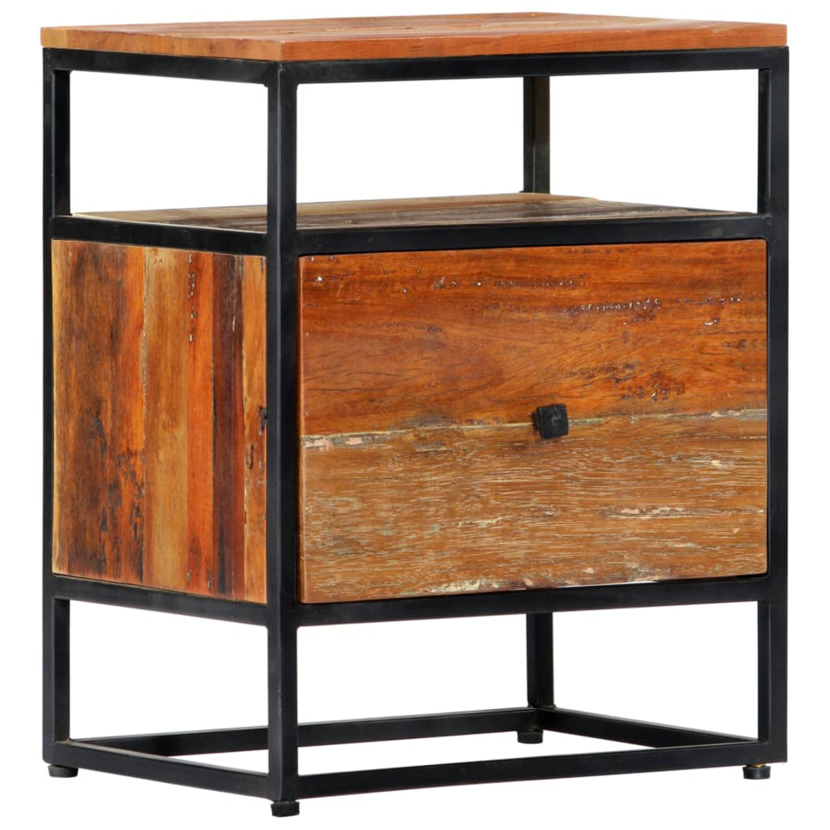 Vidaxl Bedside Cabinet 15.8'X11.8'X19.7' Solid Reclaimed Wood And Steel