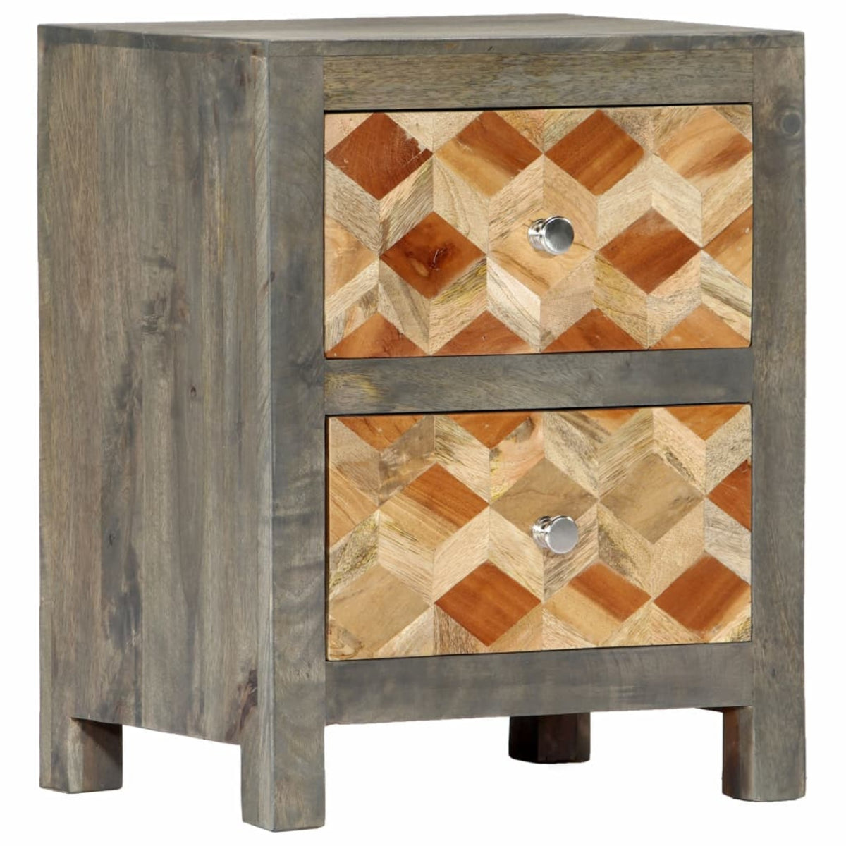 Vidaxl Bedside Cabinet Gray 15.8'X11.8'X19.7' Solid Mango Wood