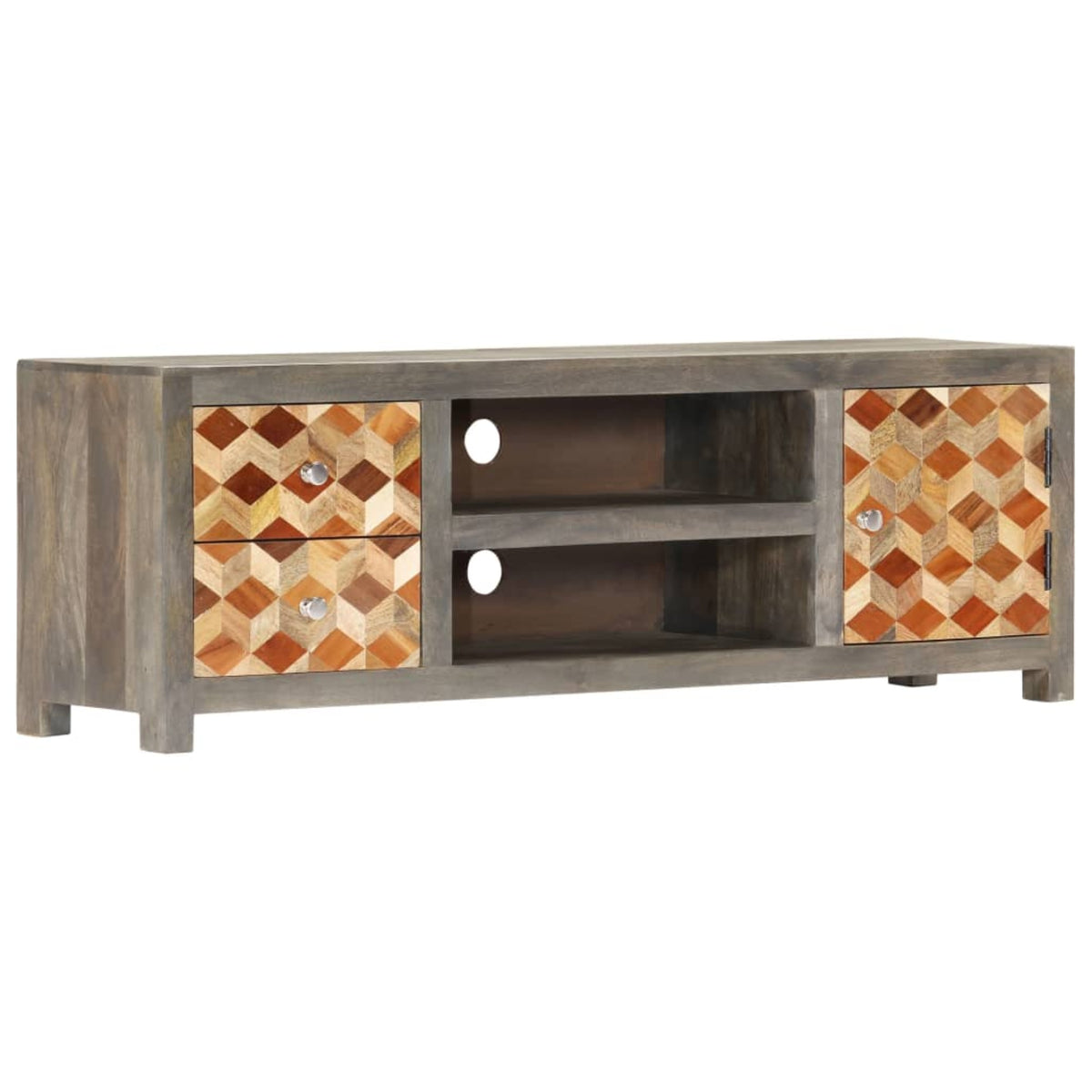 Vidaxl Tv Cabinet Gray 47.2'X11.8'X15.8' Solid Mango Wood